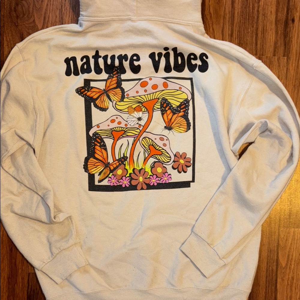 Cream Hoodie with Graphic Patch - Picture 3 of 3